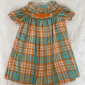 Shrimp and Grits Smocked Pumpkin Dress